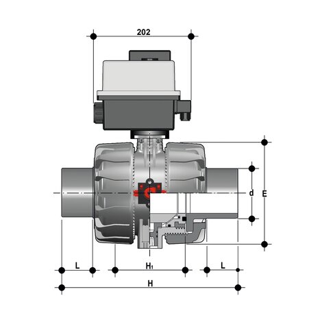 VKDDM/CE 90-240 V AC - Electrically actuated ball valve DN 65:100