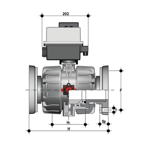 VKDOF - VKDOAF /CE 90-240 V AC - Electrically actuated ball valve DN 65:100