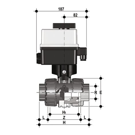 VKRFV/CE 90-240 V AC 4-20 mA - Regulating ball valve DN 10:50