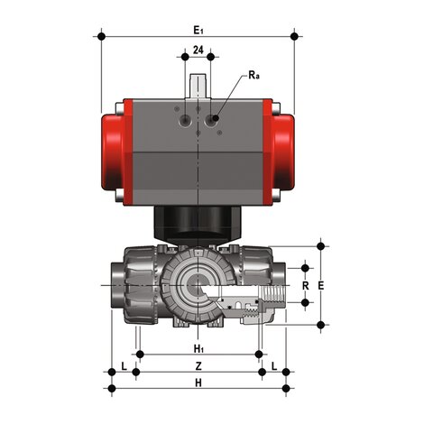 TKDFV/CP DA - Pneumatically actuated ball valve DN 10:50