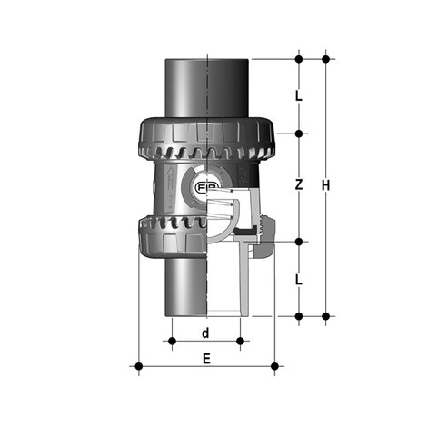SSEJV/PTFE - Easyfit True Union ball and spring check valve DN 10:50