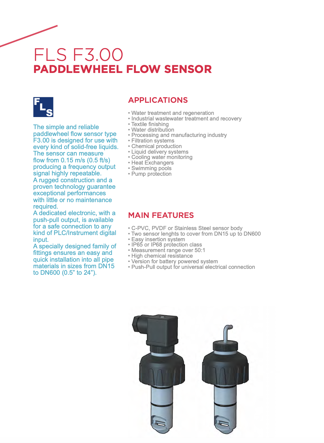 F3.00 Paddlewheel Flow Sensor